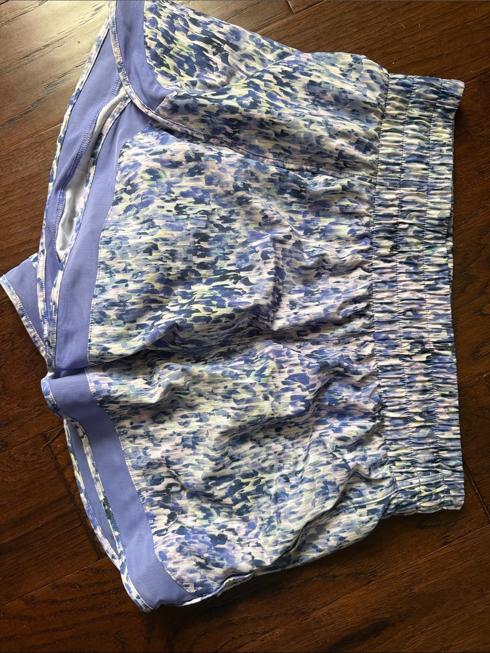 Light Purple & Blue Athleta Elastic Waist Shorts